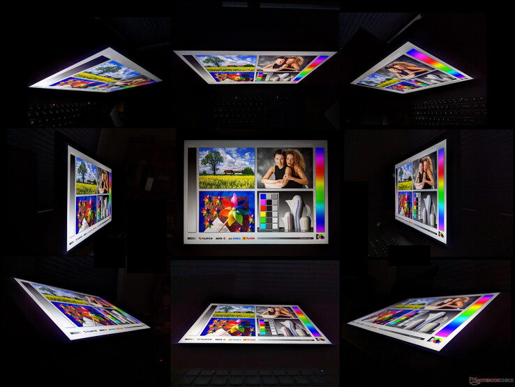 Grands angles de vision. La mini-LED ne souffre pas de l'effet arc-en-ciel de l'OLED et les couleurs restent plus stables que celles de l'IPS