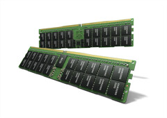 Les nouveaux modules DDR5 ont en fait une capacité de 640 Go, mais 8 puces sont utilisées pour l'ECC. (image Source : Samsung)
