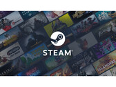 Image promotionnelle de Steam, avec son logo au centre, sur fond de diverses couvertures de jeux. (Source de l'image : Steam)
