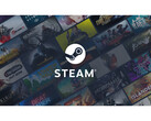 Image promotionnelle de Steam, avec son logo au centre, sur fond de diverses couvertures de jeux. (Source de l'image : Steam)