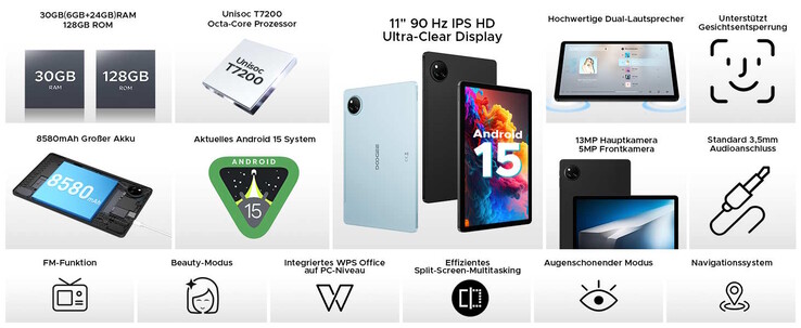 La tablette bon marché est équipée d'une prise casque de 3,5 mm (Source : Doogee)