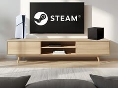 La Steam Machine de Valve à côté de la PS5 dans le salon (Source de l&#039;image : Sony PlayStation, Valve avec modifications)