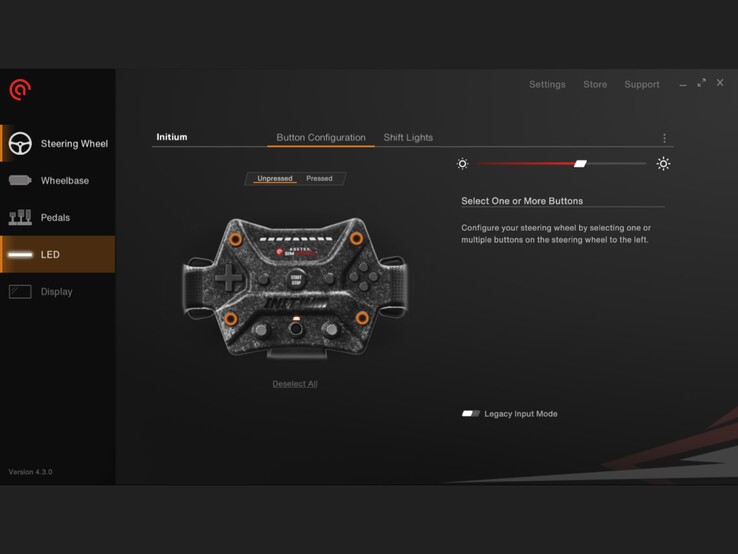 Logiciel RaceHub pour PC avec divers paramètres personnalisables.