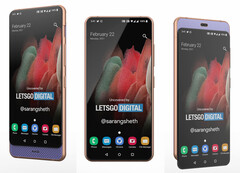 Le smartphone à double curseur de Samsung, tel qu'imaginé par LetsGoDigital. (Source de l'image : LetsGoDigital)