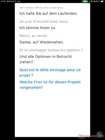 La traduction de la visioconférence était d'une qualité acceptable, avec seulement quelques erreurs dues à la prononciation.