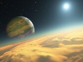 Représentation de Kepler-1625b, une exoplanète en orbite autour de l'étoile Kepler-1625 dans la constellation du Cygne. (Source de l'image : AFP - RON MILLER / LEEMAGE)