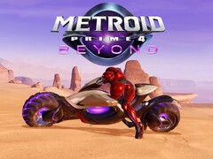 Bannière Metroid Prime 4 : Beyond montrant Samus Aran à vélo (Image source : Nintendo of America YouTube with edits)