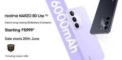 Le Realme Narzo 80 Lite 5G est disponible en violet cristal et en noir onyx (Image source : Realme)