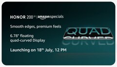 Honor dévoilement de la date de lancement de la série 200 en Inde (Source : Amazon)