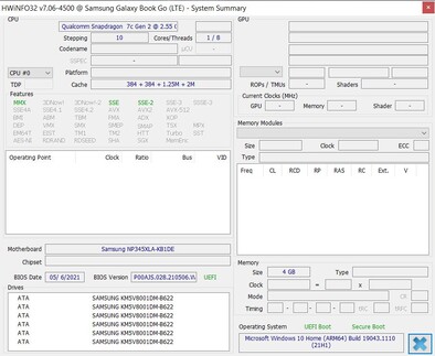 Samsung Galaxy Book Go - HWInfo