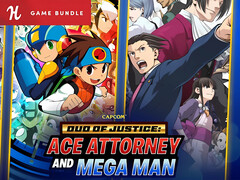 Duo de justice : Ace Attorney et Mega Man Bannière de l'offre groupée Humble (Image source : Humble Bundle avec modifications)