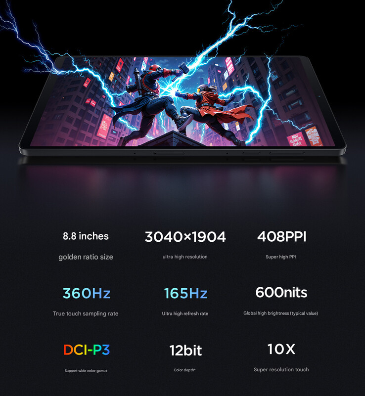 Caractéristiques de l'écran de la Lenovo Legion Tab Gen 4 (Image source : Lenovo - machine translated)