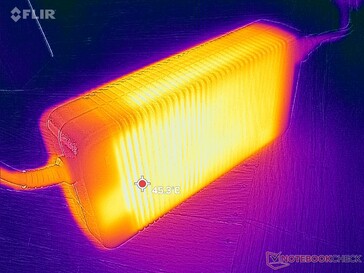 L'adaptateur CA peut atteindre plus de 45°C en cas d'utilisation prolongée de charges exigeantes