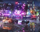 Capture d’écran de GTA 6 montrant la vie nocturne de Vice City
