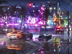 Capture d’écran de GTA 6 montrant la vie nocturne de Vice City