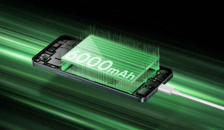 Le Realme P4 Lite 4G est doté d'une batterie de 6 000 mAh (Image source : Realme)