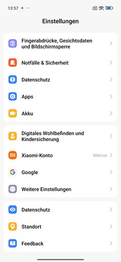 Redmi Note 15 Pro+ 5G : page des paramètres