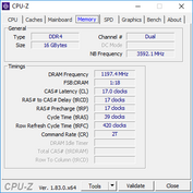 MSI GS65 Stealth Thin 9RE - CPU-Z : mémoire vive.