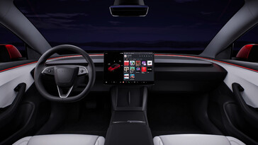 Tesla affirme avoir amélioré les matériaux de la Model 3 et avoir inclus deux chargeurs sans fil sous l'écran d'infodivertissement. (Source de l'image : Tesla)