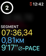 Apple Watch 5 - Capture d'écran (partie d'un entraînement).