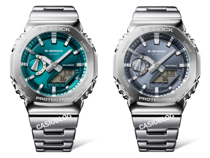 Les montres Casio G-Shock GM-2110D-3A1 (à gauche) et GM-2110D-8A (à droite). (Source de l'image : Casioblog, édité)