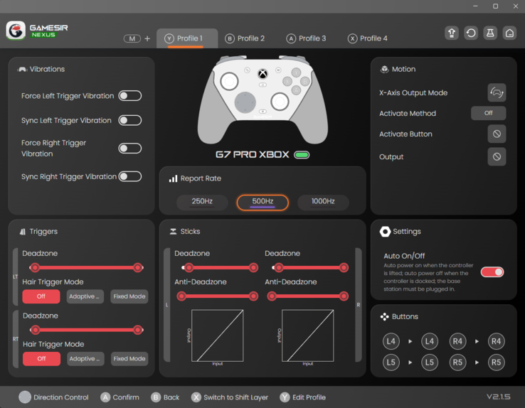 Menu principal de Gamesir Nexus 