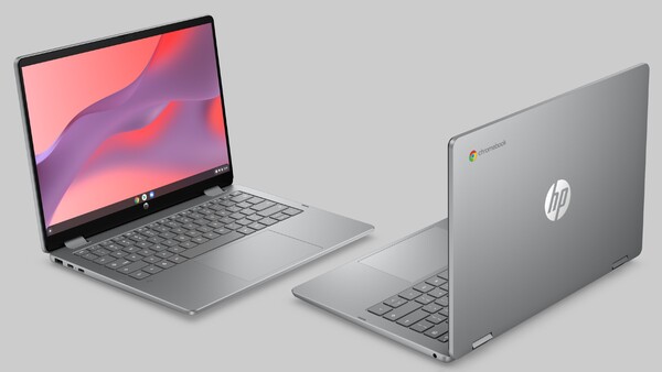 HP Chromebook x360 14 (2026) en Meteor Silver. (Source de l'image : HP)