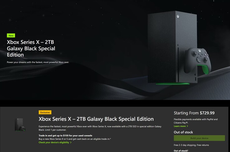 Augmentation du prix de la Xbox Series X 2TB Galaxy Black (Image source : Microsoft Gaming)