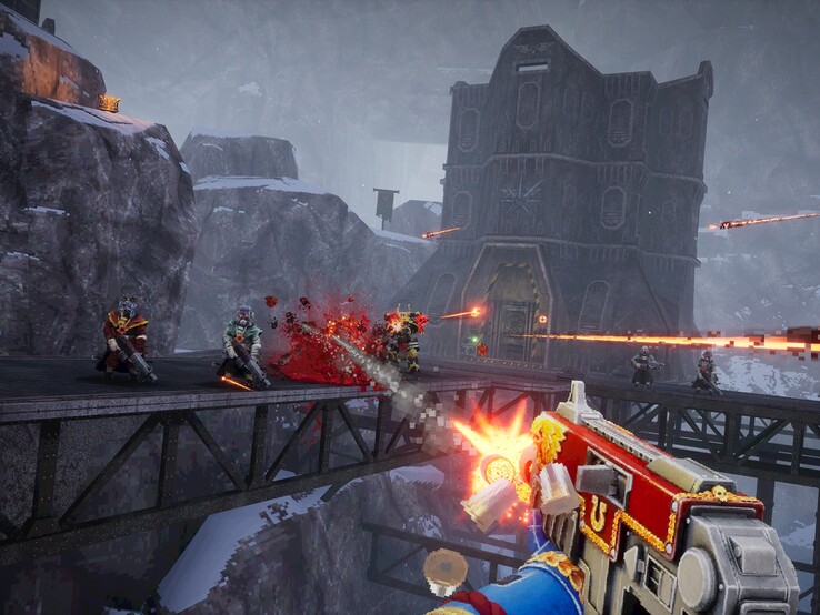 Les graphismes en pixels de Warhammer 40.000 Boltgun rendent hommage aux jeux de tir des années 90, tels que "DOOM", "Wolfenstein 3D" ou "Quake". (Source : Steam)