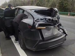 Une Tesla Model Y 2025 prouve sa solidité lors d&#039;un accident en Chine (Image source : Aron Li n X)