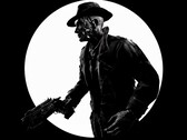 Une photo en noir et blanc, prise de profil, de Nick Valentine dans Fallout 4