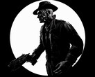 Une photo en noir et blanc, prise de profil, de Nick Valentine dans Fallout 4