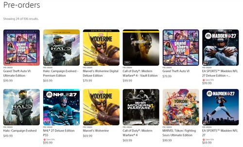 Ventes en précommande sur le PlayStation Store