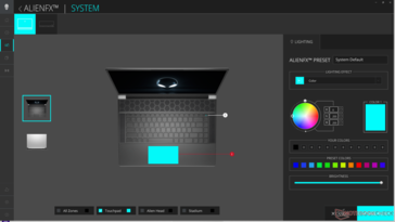 AlienFX contrôle toutes les fonctions d'éclairage RVB