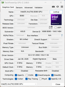 GPU-Z : Intel Arc B390