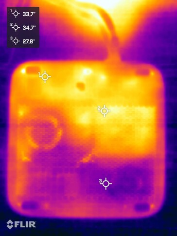 Température de surface pendant le test de résistance (vue de dessous)
