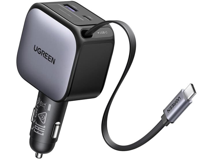 Le chargeur de voiture rétractable Ugreen 90W. (Source de l'image : Ugreen)