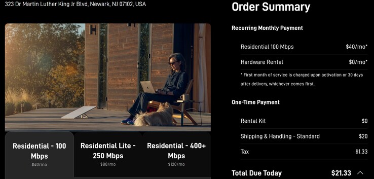 L'offre de plan résidentiel Starlink 100 Mbps à 40 $. (Source de l'image : Starlink)