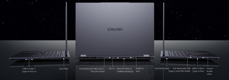 connexions externes sur le Chuwi Gamebook (Source : Chuwi)