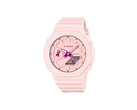 Une petite aiguille en forme de ruban indiquant neuf heures est le seul rappel de la campagne sur cette montre entièrement rose.