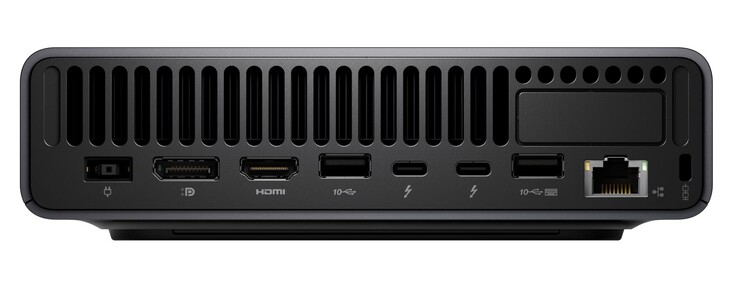 Ports du mini-PC Lenovo ThinkCentre X Ultra.