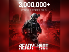 Une bannière annonçant 3 millions d'exemplaires vendus pour Ready or Not (image source Void Interactive X)