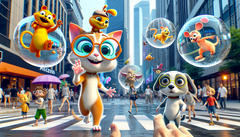 Les personnages de Walt Disney dans une configuration de réalité augmentée (Source de l'image : image générée par DALL-E 3)