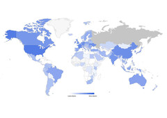 Les pays du G7, l&#039;Ukraine et la Chine sont en bleu foncé. Malheureusement, il n&#039;y a pas de données sur la Russie. (Image : imperva)