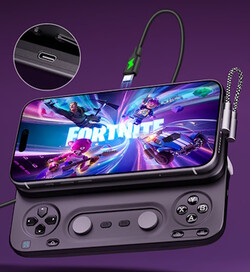 La manette Abxylute M5 permet la recharge simultanée du téléphone pendant le jeu.
