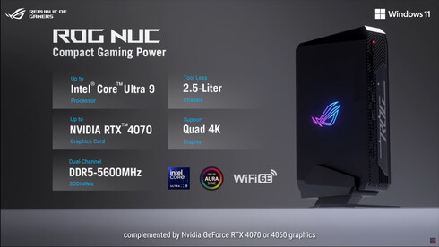 Principales caractéristiques du ROG NUC (Image source : Asus)