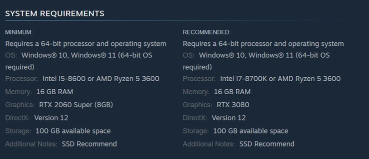 Configuration requise pour Metal Gear Solid Delta Snake Eater. (source de l'image : Steam)