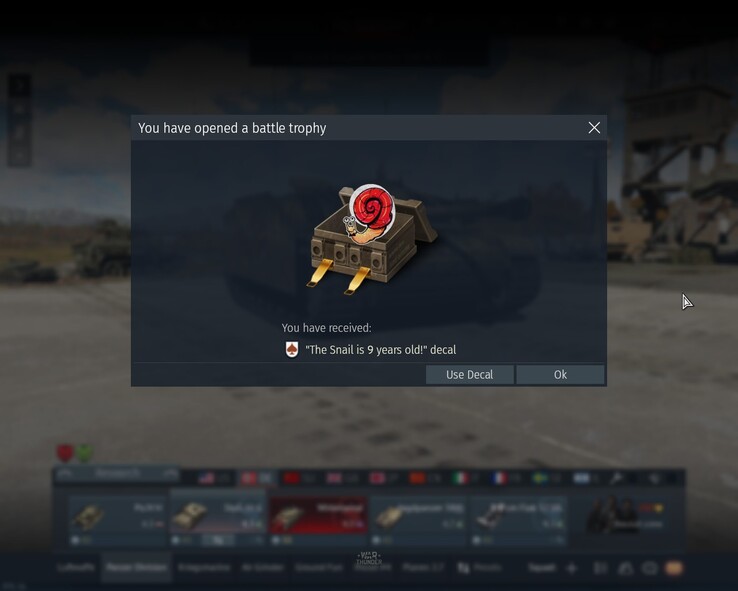 Décalcomanie du 9ème anniversaire de War Thunder (Source : Own)