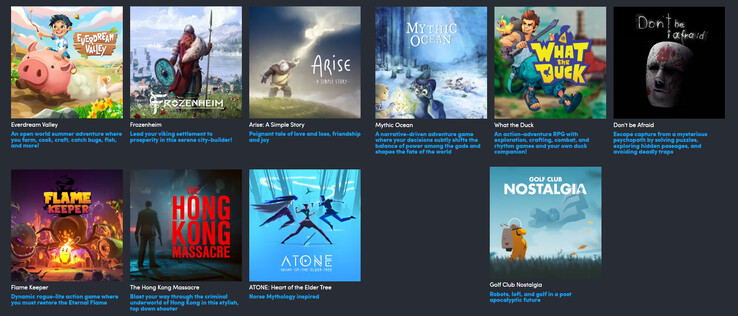 Tous les jeux inclus dans le Humble Bundle Indie Roulette (Image source : Humble Bundle)