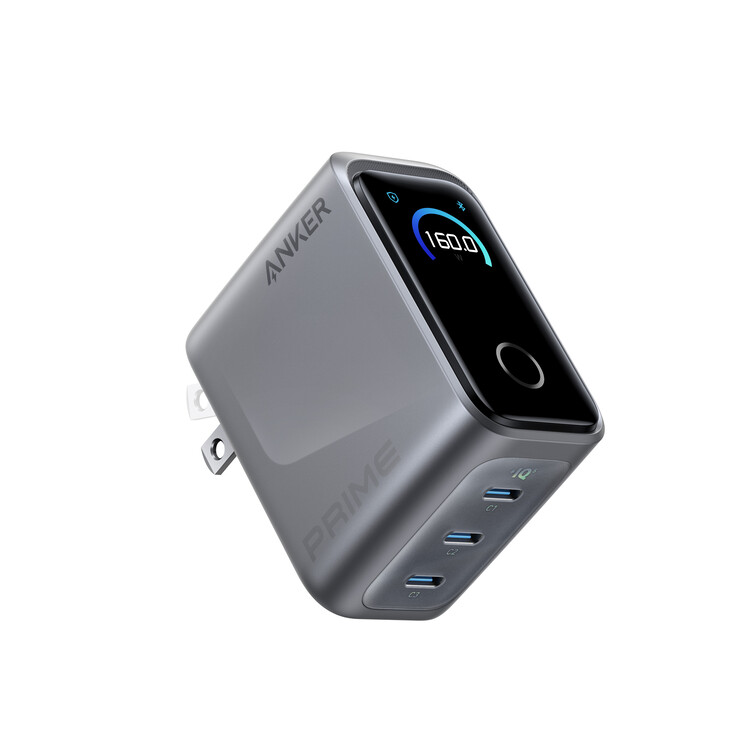 Le chargeur Anker Prime 160 W est doté d'un écran tactile intelligent (Source : Anker)